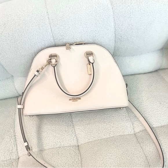 Coach Sierra Satchel Handbag Crossbody - White/Light Gold - Picture 1 of 5
